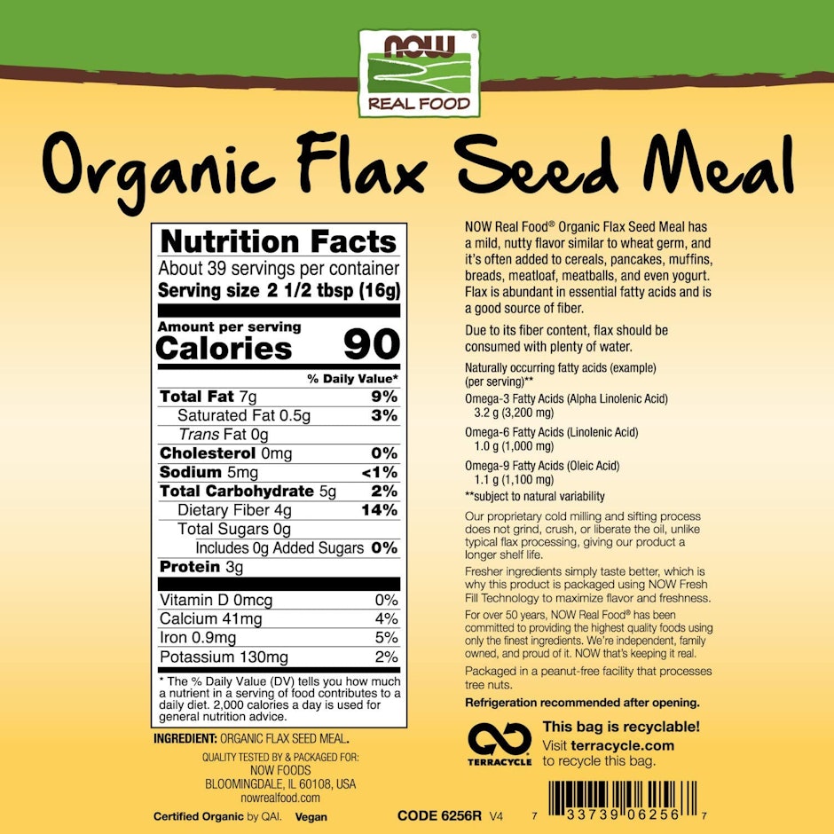 Now Real Food Organic Flax Seed Meal Image 2