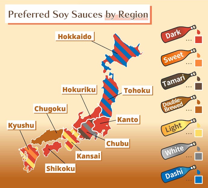 Different Soy Sauces Are Popular Depending on the Region