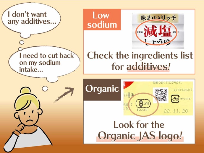 For the Health-Conscious, Consider Low-Sodium or Organic JAS-Certified Products