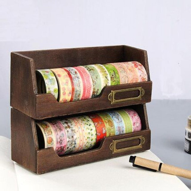 OlivaDesignCrafts Wooden Washi Tape Storage Case 1