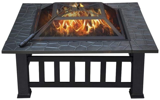Yaheetech Outdoor Metal Fire Pit Square Table 1