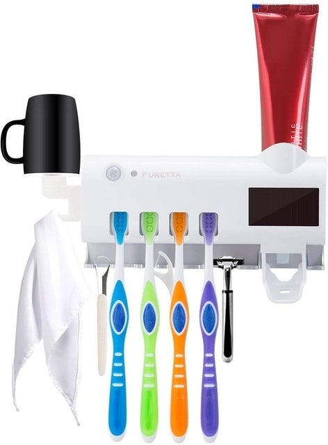 PURETTA Toothbrush Sterilizer and Holder With Dispenser 1