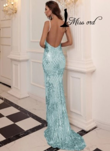 Shein Missord Mermaid Hem Backless Sequin Prom Dress 1