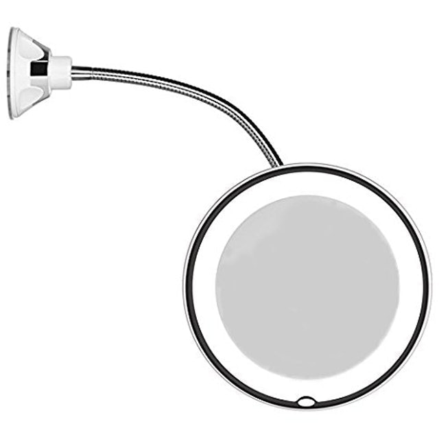 JiBen Flexible Gooseneck LED Lighted 10X Magnifying Makeup Mirror 1