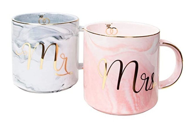Vilight Home Mr and Mrs Marble Coffee Cups Set 1
