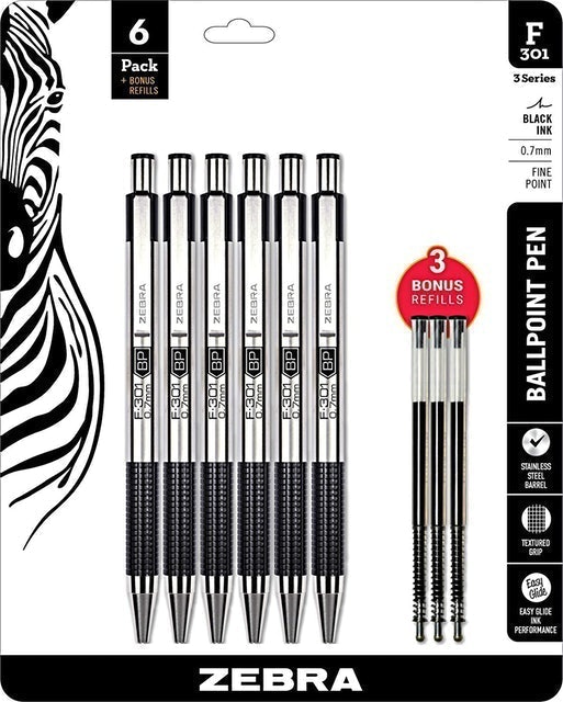 Zebra Ballpoint Stainless Steel Retractable Pen 1