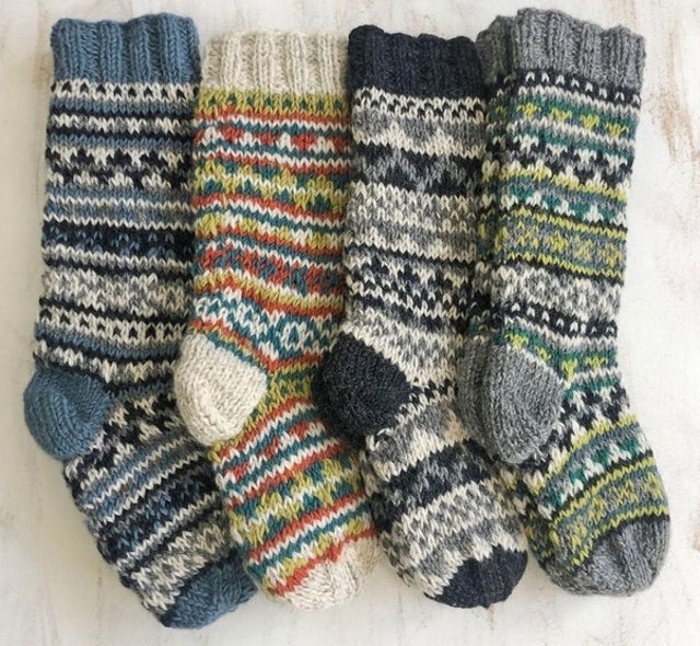 AURAQUEDesign Fair Trade Wool Jersey Cotton Lined Slipper Socks 1