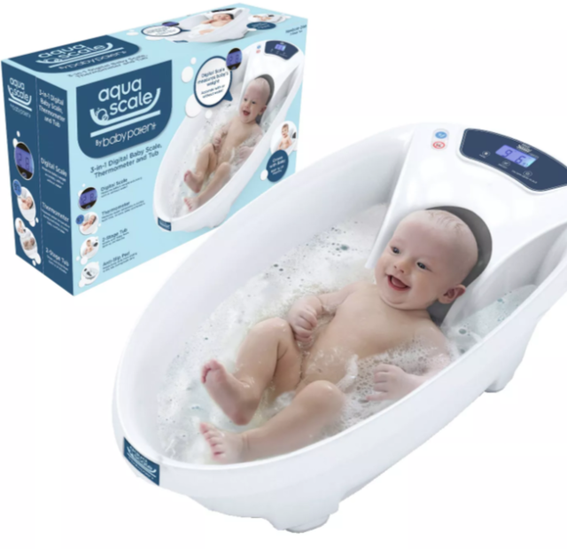 Aqua Scale 3-in-1 Digital Scale Water Thermometer Infant Tub 1