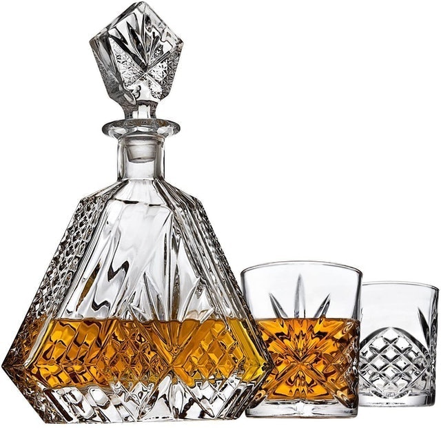 Lefonte Whiskey Decanter and Double Old Fashioned Glasses Set 1