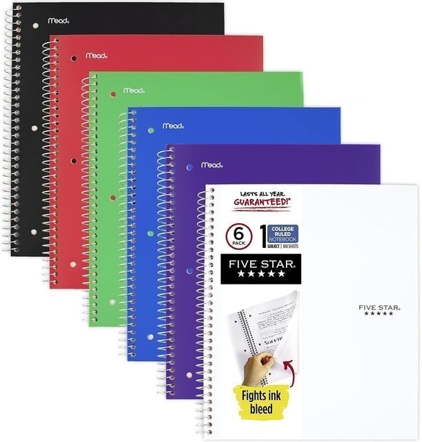Mead Five Star College Ruled 1 Subject Spiral Notebook 1