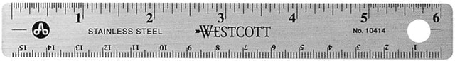 Westcott Stainless Steel 6-Inch Ruler With Non-Slip Cork Base 1
