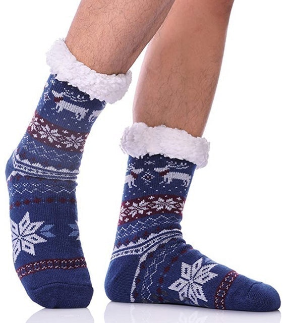 DYW Men’s Fuzzy Thermal Fleece-Lined Fluffy Slipper Socks 1