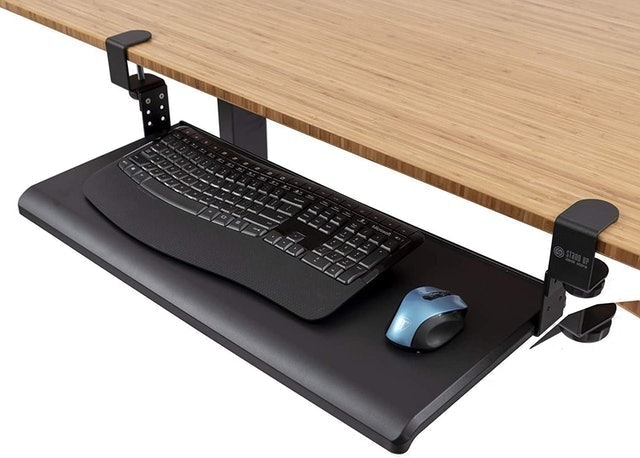 S Stand Up Desk Store Large Clamp-On Retractable Adjustable Keyboard Tray 1