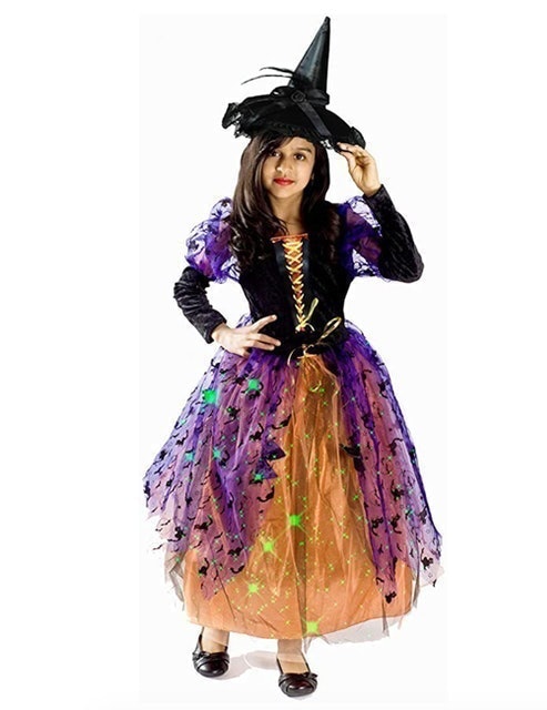 MONIKA FASHION WORLD Light Up Witch Costume for Girls 1
