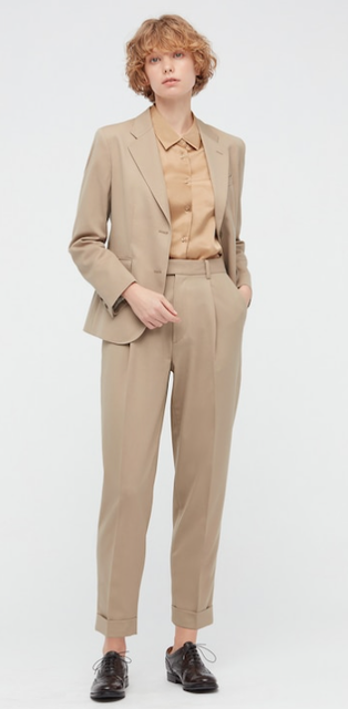 Uniqlo Women Wool-Blend Tucked Tapered Pants 1