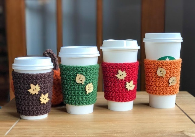 TheKnottyNeedle Fall Coffee Cup Sleeve 1